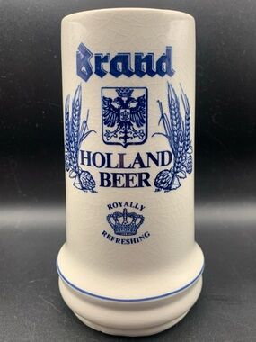 Vintage Brand Holland Beer Tankard Mug Royally Refreshing Hand Made Holland